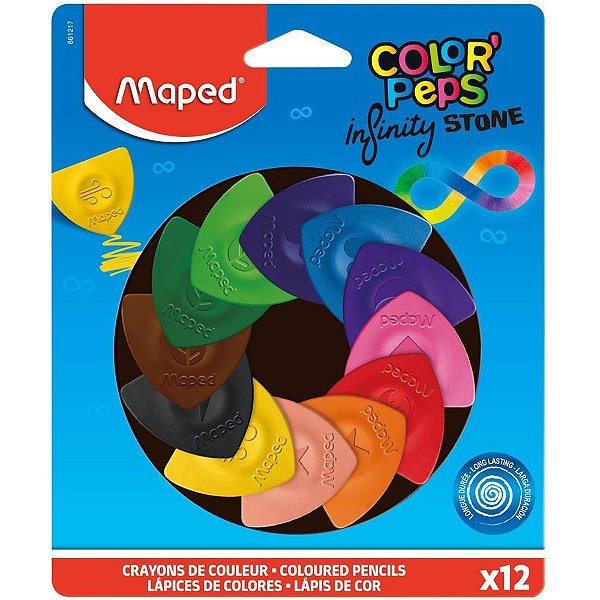 Lapis de cor triangular color peps infinity stone 12co - maped (estojo)