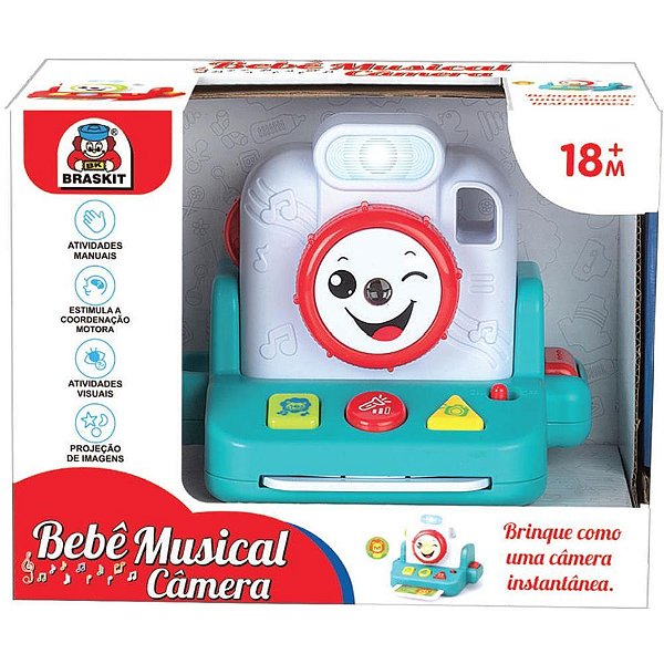 Brinquedo para bebe bebe musical camera som e imag - braskit (unidade)