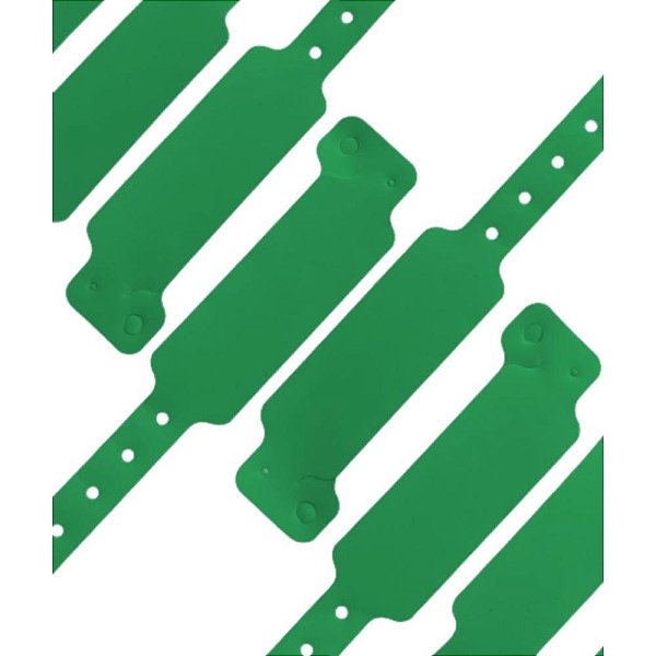 Pulseira identificacao pvc verde bandeira c/pino - tecnomidia (pct.c/56)