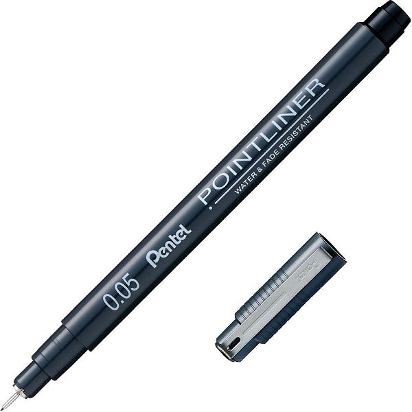 Caneta nanquim tecnica preta ponta 0,05mm - pentel (cx.c/12)