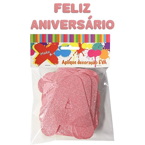 Faixa decorativa feliz aniv. gliter rs.neon12cm - make+ (unidade)