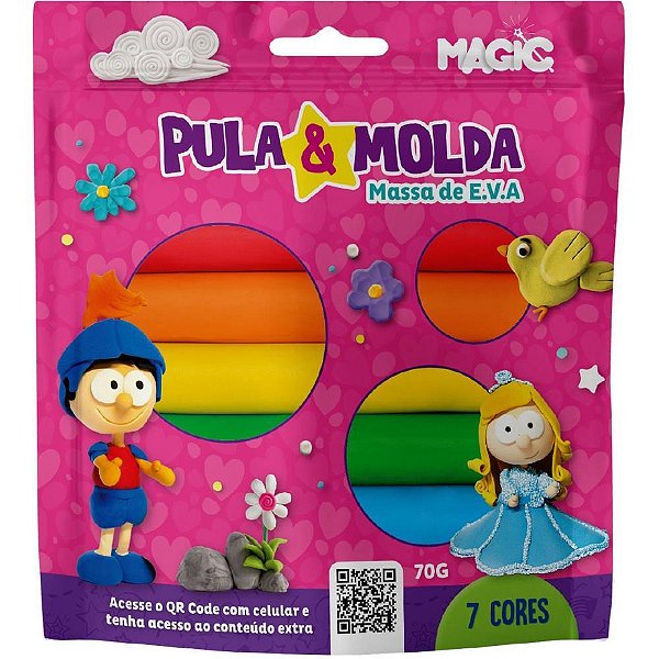 Massa para modelar criativa princesa 7cores 70g pula e mol - magic kids (unidade)