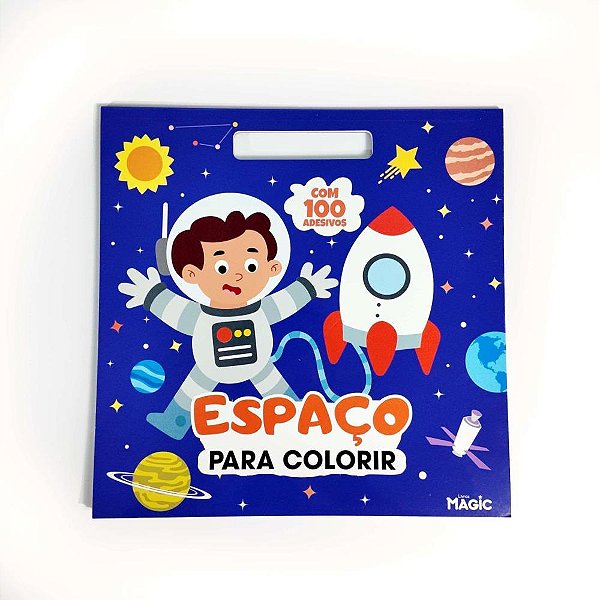 Livro com adesivos 100 adesivos espaco 28x28cm - magic kids (unidade)