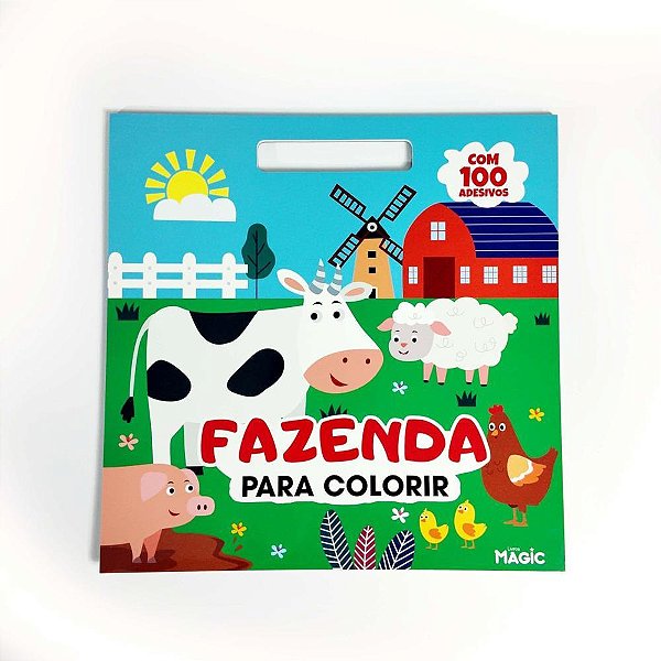 Livro com adesivos 100 adesivos fazenda 28x28cm - magic kids (unidade)