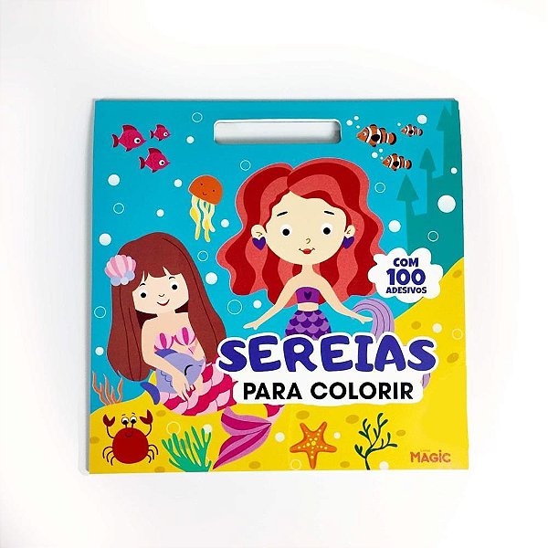 Livro com adesivos 100 adesivos sereias 28x28cm - magic kids (unidade)