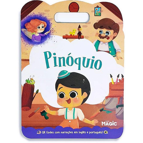 Livro infantil ilustrado bilingue pinoquio 8pgs 20x27cm - magic kids (unidade)