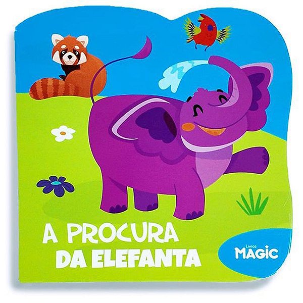Livro infantil ilustrado recortado procura da elefanta - magic kids (unidade)