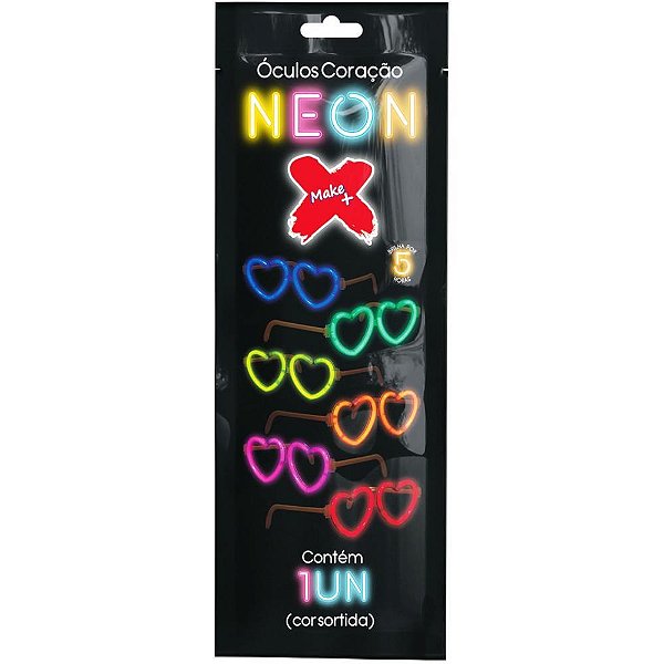 Artigo para festa oculos bastao neon coracao - make+ (pct.c/12)