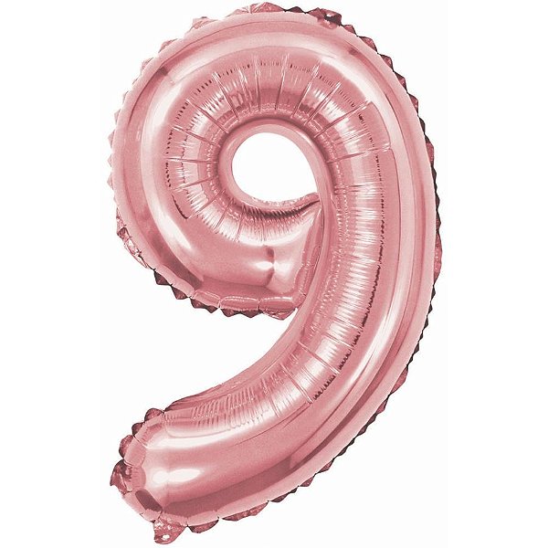 Balao metalizado numero 9 rose 40cm. - make+ (unidade)
