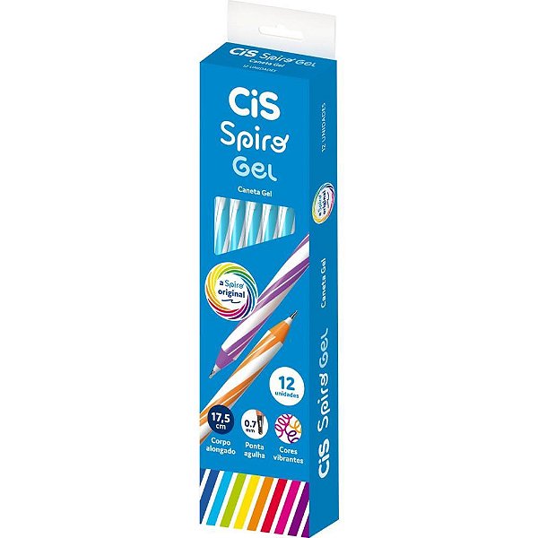 Caneta gel cis spiro 0,7mm azul claro - sertic (cx.c/12)