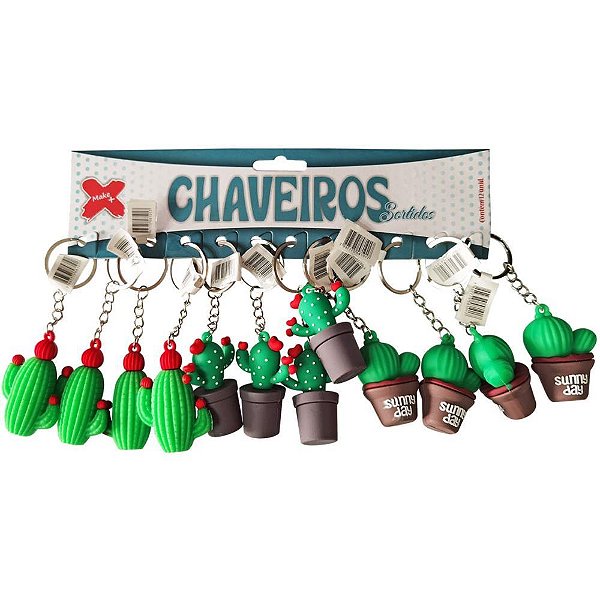 Chaveiro cactos 5cm - make+ (bl.c/12)