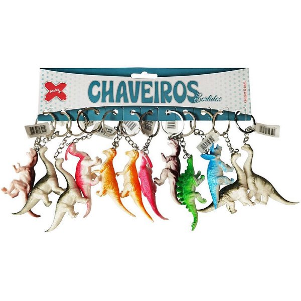 Chaveiro dinossauro 8cm - make+ (bl.c/12)