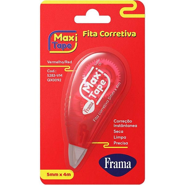 Corretivo em fita maxi tape mini 5mmx4m. sortido - frama (cx.c/12)