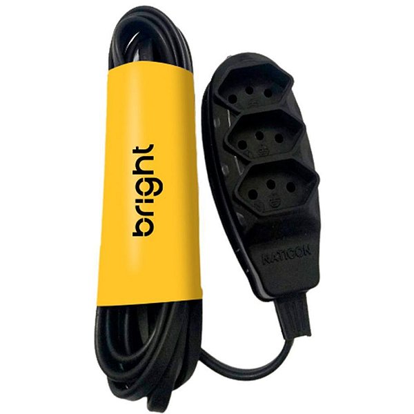 Extensao eletrica tripolar 2m 3 tomadas preta - bright (unidade)
