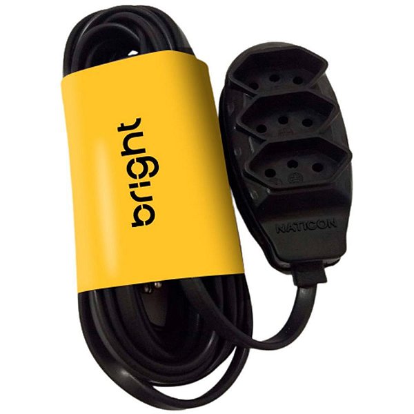 Extensao eletrica tripolar 5m 3 tomadas preta - bright (unidade)