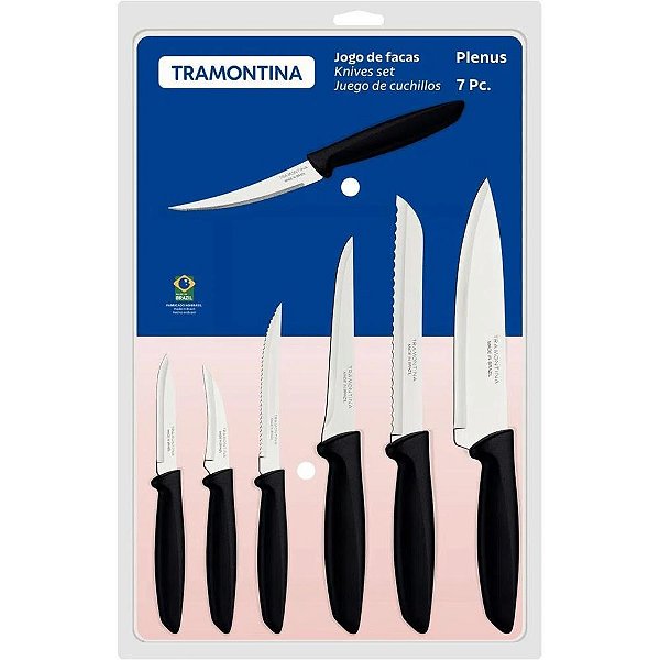 Faca jogo plenus 7pcs inox cabo pto - tramontina (unidade)