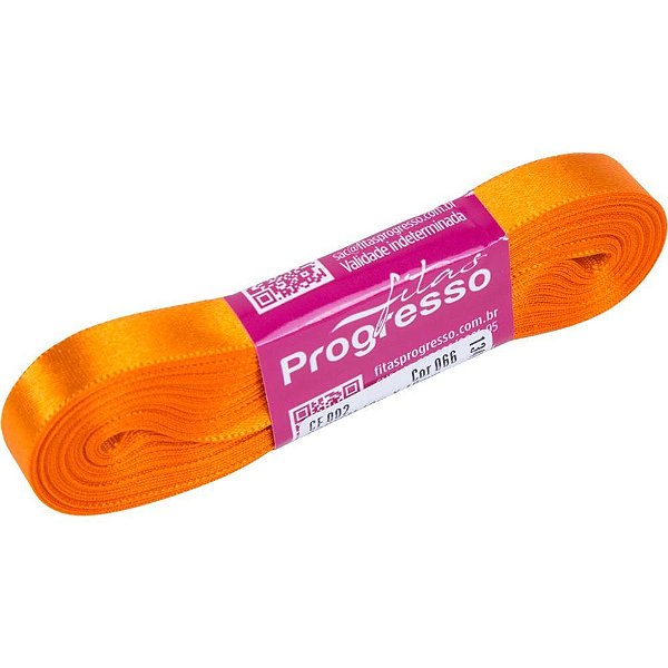 Fita de cetim 10mm 10m. laranja 066 - fitas progresso (unidade)