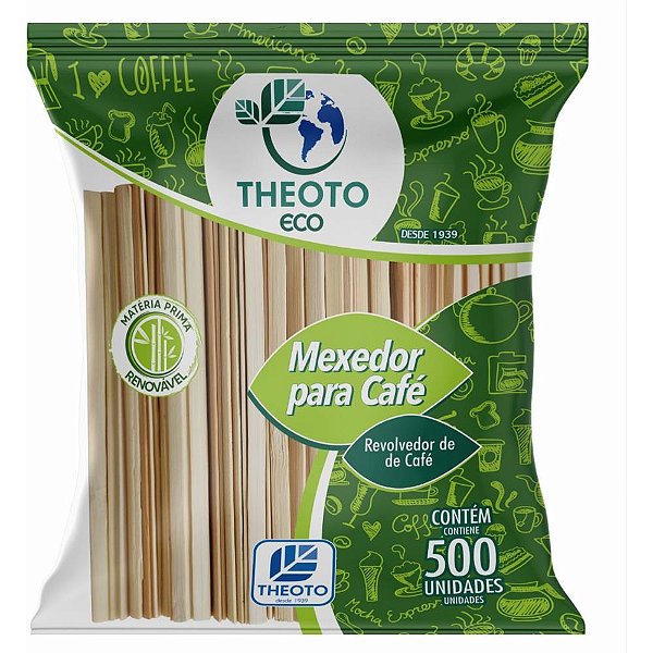 Palheta descartavel mexedor de cafe bambu - theoto (pct.c/500)