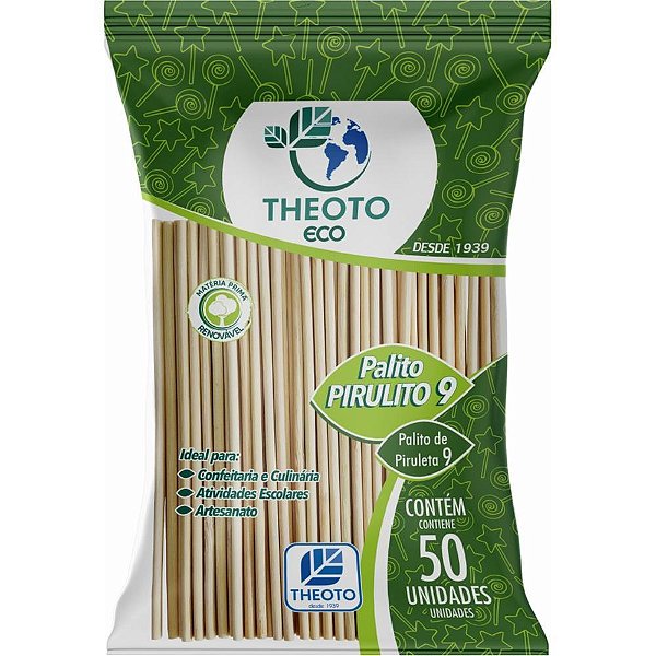 Palito de madeira p/pirulito 90mm - theoto (pct.c/50)