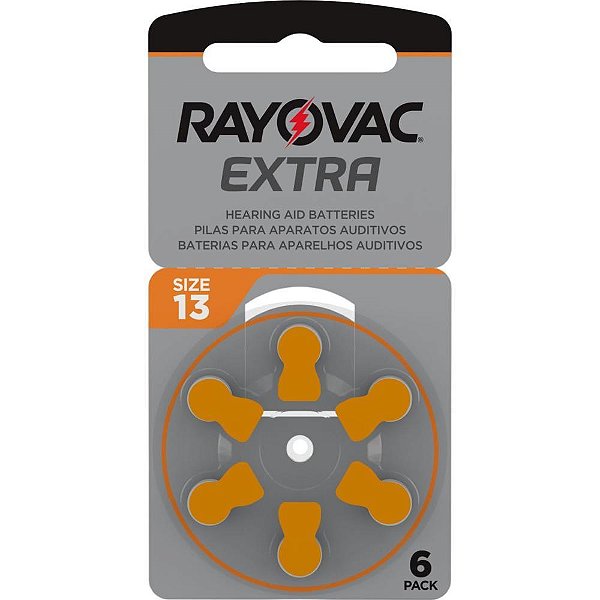 Pilha bateria aparelho auditivo tam.13 - rayovac (bl.c/06)