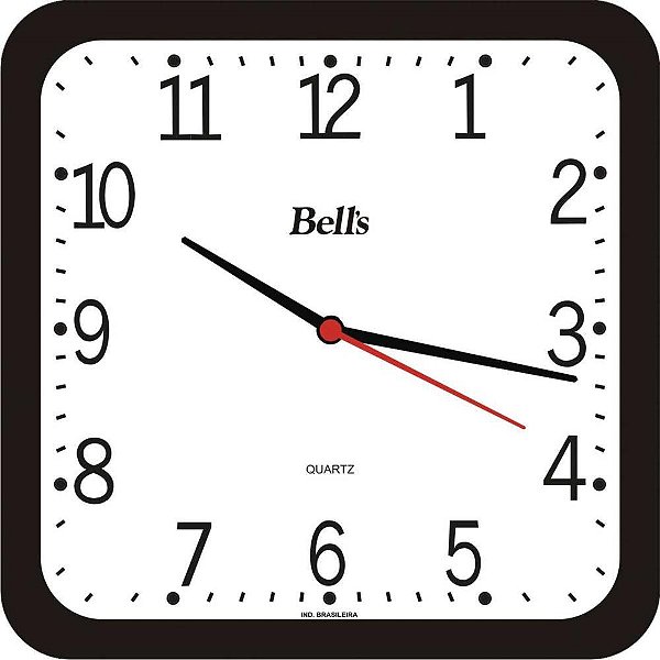 Relogio de parede quadrado preto 21,3cm. - bells (unidade)