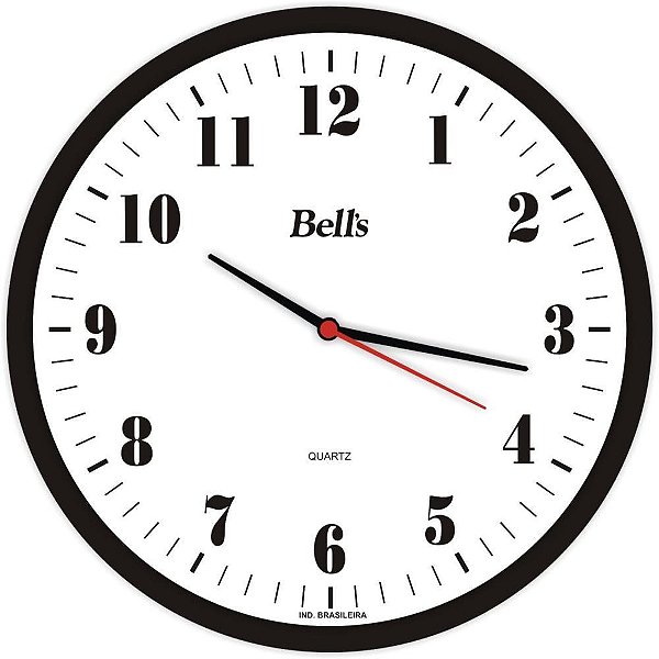 Relogio de parede redondo numeros preto 25,8cm - bells (unidade)