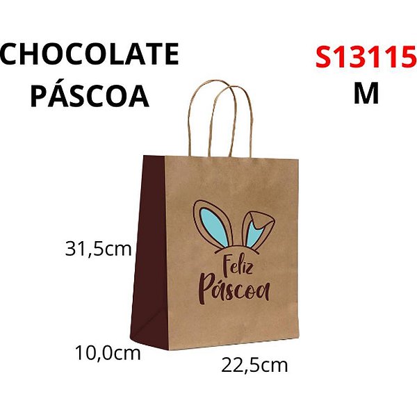 Sacola para presente decorada feliz pascoa m 22x31x10cm - scrity (pct.c/10)