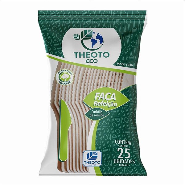 Talher descartavel faca refeiçao madeira - theoto (pct.c/25)