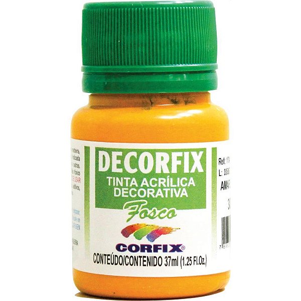 Tinta acrilica decorfix fosca 37ml amarelo ca - corfix (cx.c/06)
