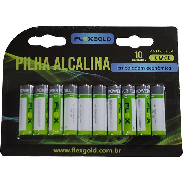 Pilha alcalina pequena aa - flex (bl.c/10)