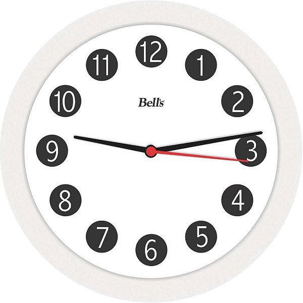 Relogio de parede redondo branco 21,7cm. - bells (unidade)