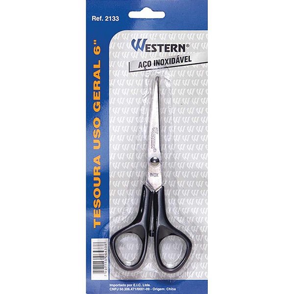 Tesoura uso geral 6p 15cm-inox - western (unidade)