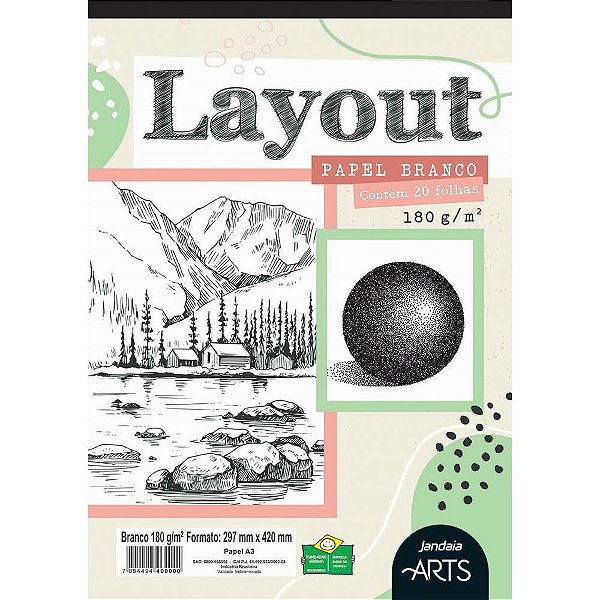 Bloco para educacao artistica arts layout a3 180g 20fls. - jandaia (unidade)