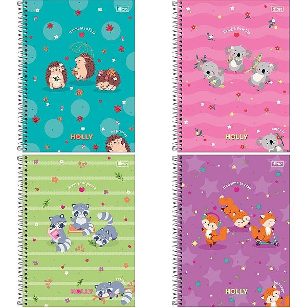 Caderno 01x1 capa dura holly 80 folhas - tilibra (pct.c/04)