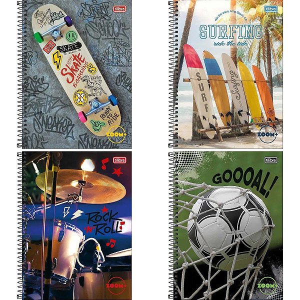 Caderno 01x1 capa dura zoom+ 96 folhas masculino - tilibra (pct.c/04)