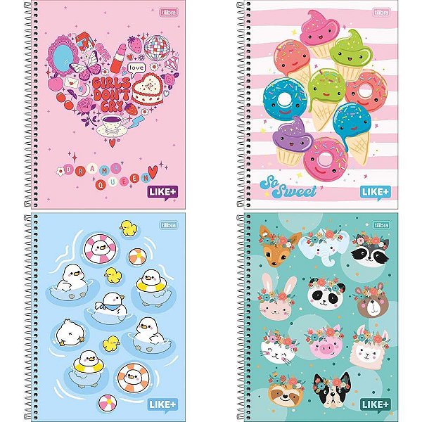 Caderno 10x1 capa dura like+ 200fls. feminino - tilibra (pct.c/04)