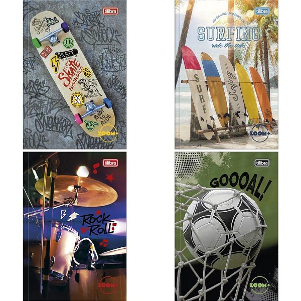 Caderno brochura 1/4 capa dura zoom+ 96 folhas masculino - tilibra (pct.c/05)
