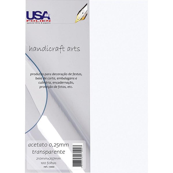 Capa para encadernacao a4 acetato cristal 0,25mm - usa folien (pct.c/10)