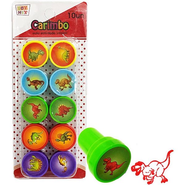 Carimbo pedagogico dinossauros 10 pecas - toy mix (unidade)
