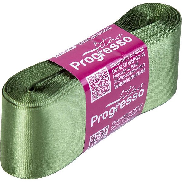 Fita de cetim 38mm 10m. verde militar - fitas progresso (unidade)