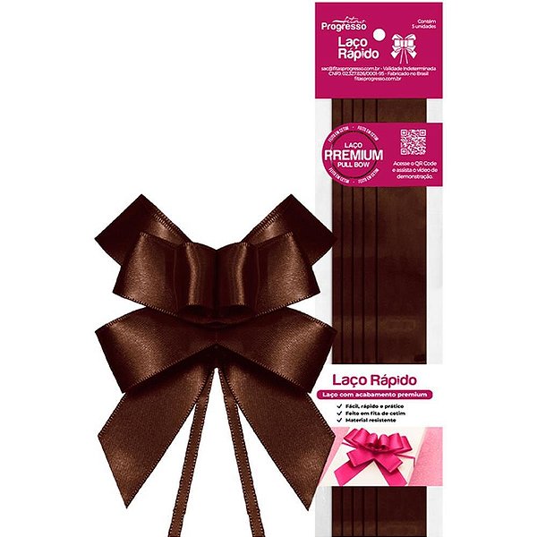 Laco pronto liso 22mmx44cm cetim marrom cafe - fitas progresso (pct.c/05)