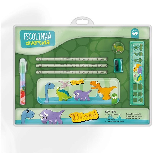 Livro de atividades kit escolinha dinos c/estojo - vale das letras (unidade)