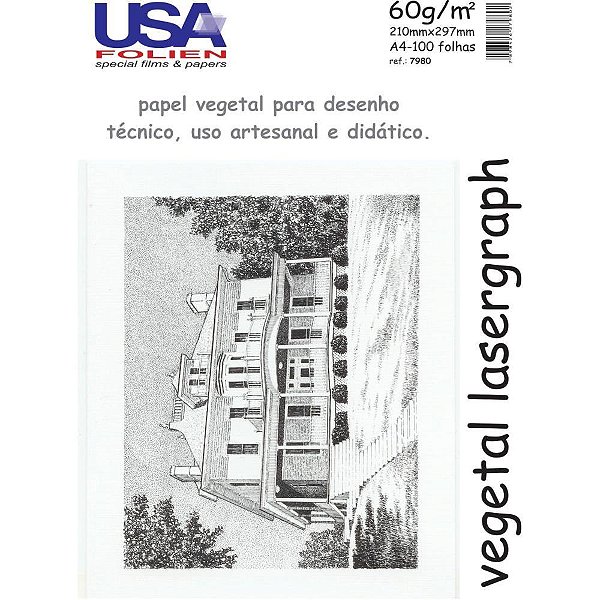 Papel vegetal a4 60g. 210x297mm. - usa folien (pct.c/100)