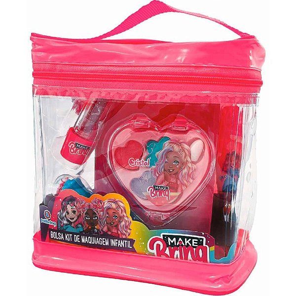 Maquiagem e beleza infantil make brinq necessaire c/7pcs - polibrinq (kit)