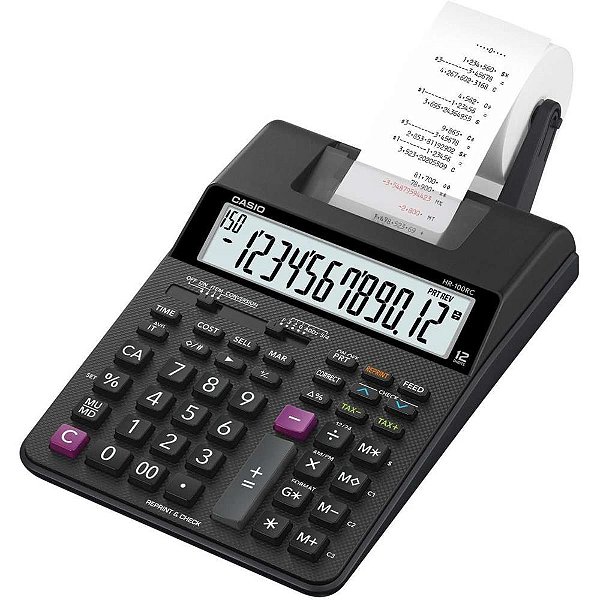Calculadora de impressao 12 dig. reimpressao bivolt pr. - casio (unidade)