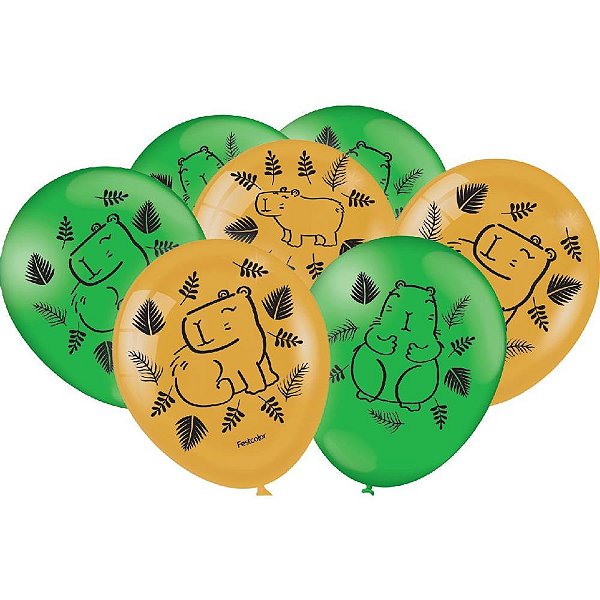 Balao 9 decorado capivara - festcolor (pct.c/25)