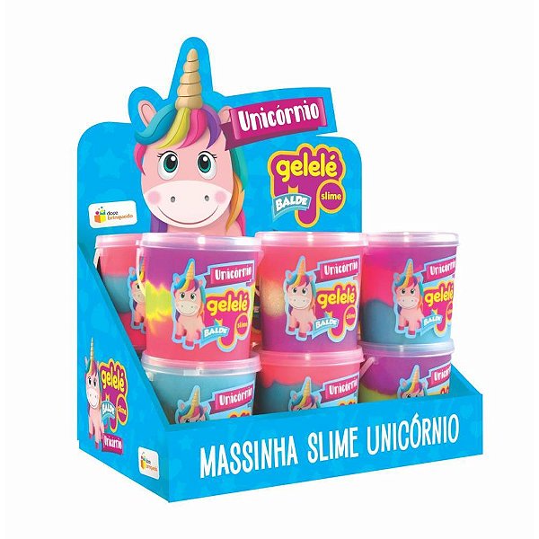Slime gelelé balde unicornio 457g - doce brinquedo (dp.c/12)