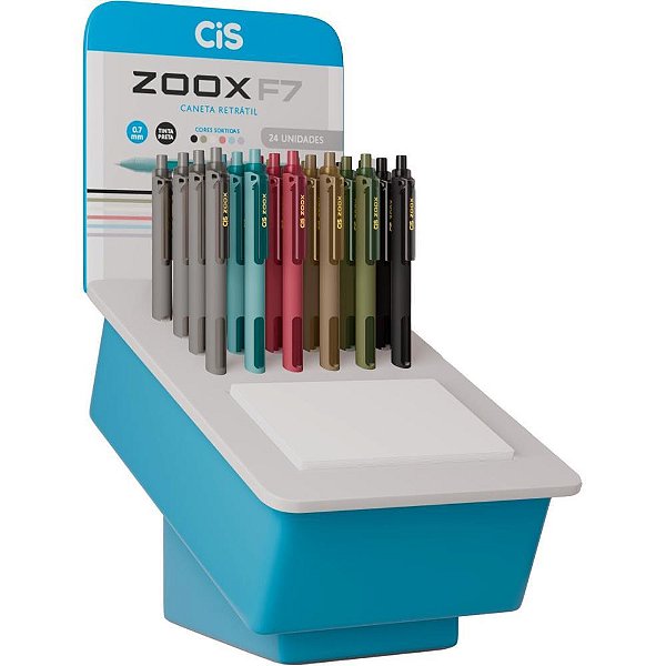 Caneta esferografica cis zoox f7 retratil 6 cores - sertic (dp.c/24)