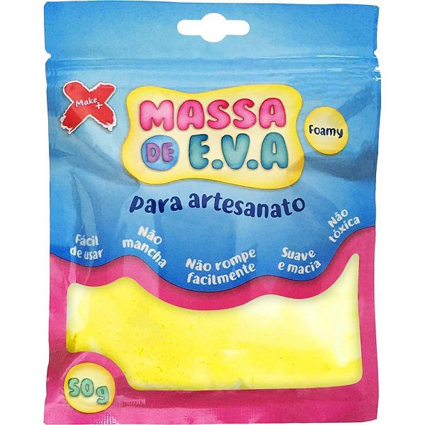 Massa de eva amarela 50g - make+ (unidade)