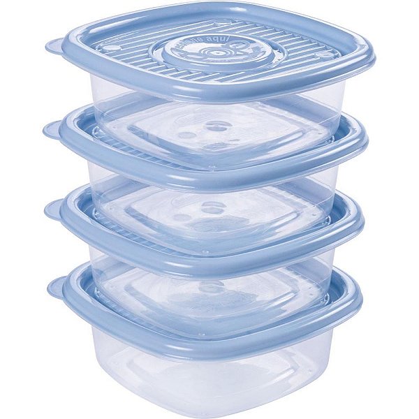 Pote plastico conj 4 potes pop qd 400ml - plasutil (kit)